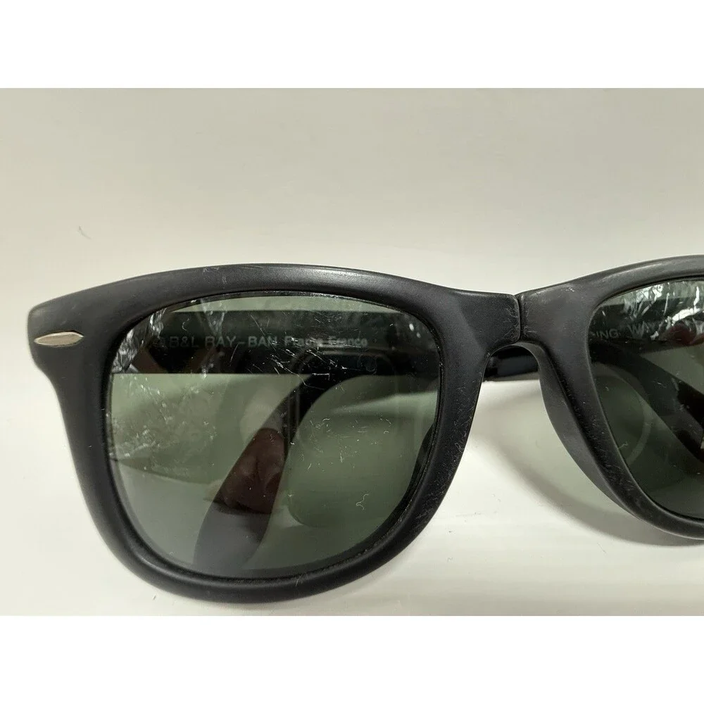 Ray Ban Folding Wayfarer Frame Sunglasses MATTE Black France W0670 VINTAGE B&L